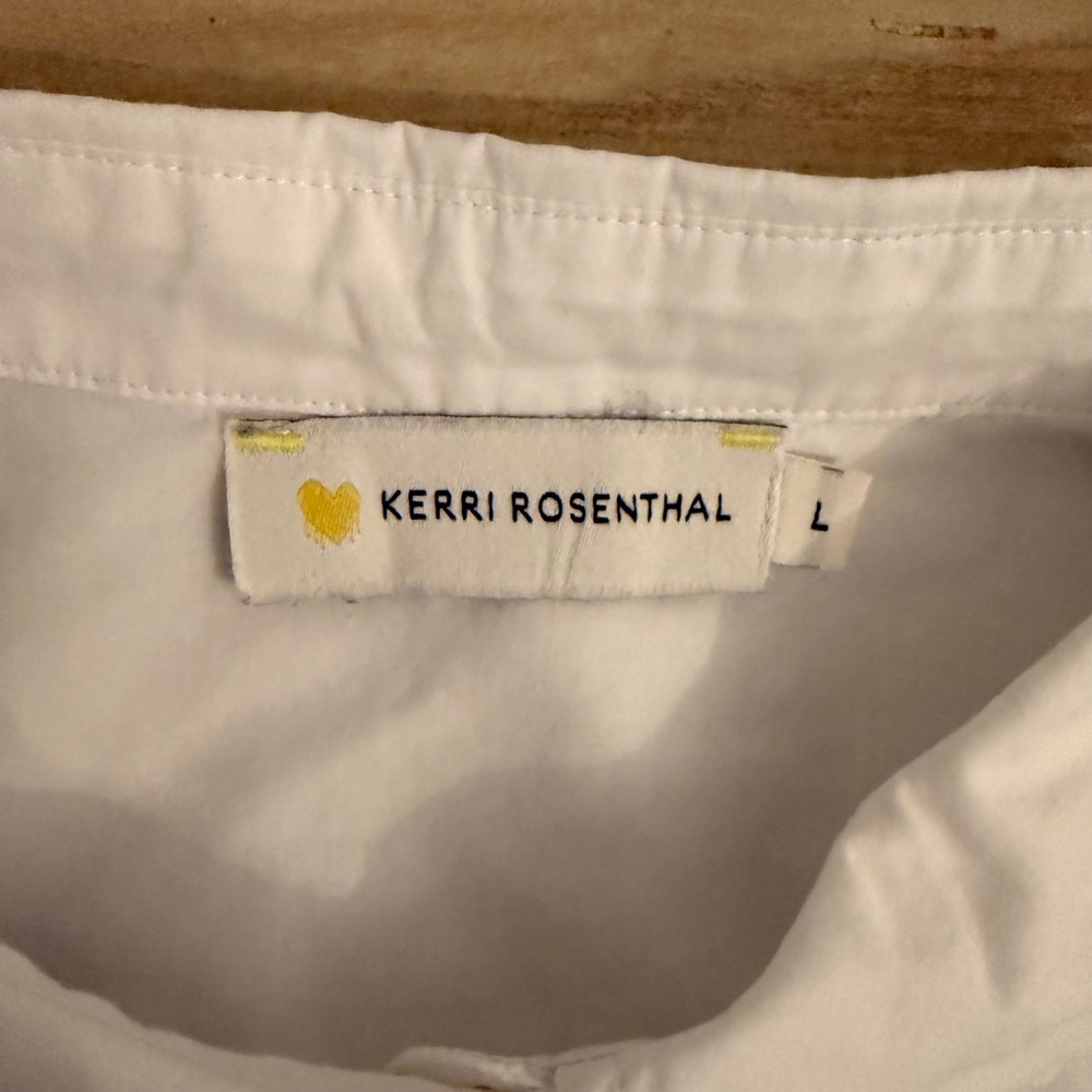 Kerri Rosenthal White Cotton Smiley Face Button Down Shirt KR21-2003 Large - Picture 2 of 8